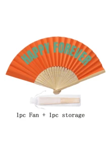1Set Personalized Coloured Fans With Retro Curved Font: With Storage Bag,Add Any Text, Name, Or Quote,Suitable For Weddings, Tea Parties, Bridesmaid - Multicolor - View 13