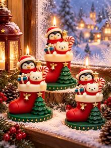 Cetakan Silikon Sepatu Bot Natal, Cetakan Kaos Kaki Dalam Beruang Penguin 3D, Alat Tuang Lilin Aromaterapi Hari Raya, Dekorasi Gips, Hadiah Buatan Tangan Natal - cetakan silikon - View 4