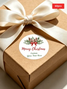 1/60/120/180/240pcs Round Customized Pattern Stickers, Customizable Pattern Text Waterproof PVC Round Stickers, Can Design Santa Claus, Snowflake And Other Christmas Element Patterns, Suitable For Christmas Gift Box Decoration, Storage Labeling, Handmade Decoration, Sealed Jar Marking, Perfect For Giving To Her, Him, Friends, Family, Couples, Christmas Lovers, Applicable For Christmas Party, Costume Party, Christmas Eve Theme Gathering - Multicolor - View 25