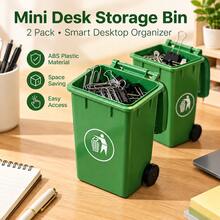 2pcs Multi-Functional Mini Desktop Trash Can, Small Office Desk Storage Bin, Can Hold Pencils, Clips, Erasers, Home Party Decoration, Gift For Colleagues, Office Desk Essential, Back To School College Dorm Decor, Autumn Desktop Storage - Multicolor - View 2