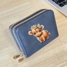 Highland Cow Print Card Holder Lightweight Fashionable Wallet Suitable For Daily Use For Women Double Zipper Mini Wallet Purse Wallet Card Wallet - Multicolor - View 22