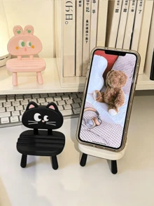 Funny Face Animal Chair Phone Stand, Cartoon Adjustable Desktop Stand, Foldable Portable Pocket Sized Phone Stand, Suitable For All Smartphones And Tablets, Essential For Office And Home Daily Use, Portable Travel Desktop Phone Stand Accessories - A - View 5