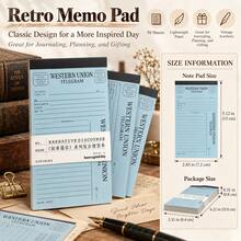 Vintage Ticket Memo Pad 50pcs/Pack, Narrative Chapter Light Retro Salt-Style Minimalist Versatile DIY Scrapbook Material Base Paper - one-size - View 1