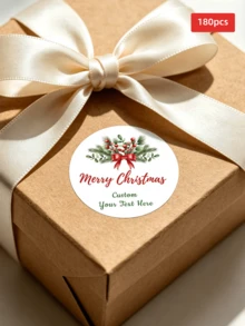1/60/120/180/240pcs Round Customized Pattern Stickers, Customizable Pattern Text Waterproof PVC Round Stickers, Can Design Santa Claus, Snowflake And Other Christmas Element Patterns, Suitable For Christmas Gift Box Decoration, Storage Labeling, Handmade Decoration, Sealed Jar Marking, Perfect For Giving To Her, Him, Friends, Family, Couples, Christmas Lovers, Applicable For Christmas Party, Costume Party, Christmas Eve Theme Gathering - Multicolor - View 22