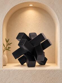 1pc Black Abstract Knot Sculpture, Modern Geometric Decorative Statue, Minimalist Desktop Tabletop Ornament For Living Room Bedroom Office Bookshelf Coffee Table Shelf And Home Decor - Multiple Styles - View 6
