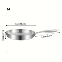 1pc Thick 316 Stainless Steel Frying Pan/Wok/Chef Pan, Multi-Layer Steel Structure Non-Stick Flat Bottom Pan, Even Heat Distribution, Coating-Free, Suitable For Gas Stove And Induction Cooktop - View 13