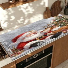 1pc Dish Drying Mat, Coffee Machine Mat, Christmas Theme Santa Claus & Reindeer Pattern Dish Drying Mat, Absorbent Quick Dry Tabletop Protector, New Year Dining Table, Kitchen Holiday Atmosphere Decorative Mat, Holiday Placemat, Multi-Purpose Drying Mat, Home Gift, Desktop Decoration - XYLSD-1121 - View 14