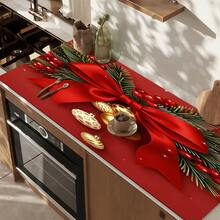 1 pieza Alfombrilla de secado de platos, alfombrilla para cafetera, alfombrilla de secado de platos con patrón de rama de pino y bayas con cinta roja navideña, protector de sobremesa absorbente de secado rápido, adecuado para cocina, comedor y otras escenas, alfombrilla de drenaje estilo navideño, alfombrilla de secado multiusos, regalo para el hogar, decoración de escritorio - XYLSD-1125 - Ver 7