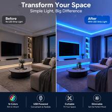Lampu Strip LED RGB dengan Remote IR 24 Tombol, Ditenagai USB, Perubahan Warna Multi-warna, Pencahayaan Ambient DIY, Untuk Kamar Tidur, Ruang Bermain Game, Dekorasi Pesta Liburan. - RGB 24 Tombol - View 6