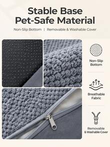 A Portable Pet Ladder, Bed Step, Puppy/Teddy Dog Climbing Ladder, Helps Small Dogs, Senior Pets, And Injured Animals Climb Easily - Comes With A Removable Cover And Non-Slip Base, Suitable For Home Use As A Bedside Ladder, Washable, Perfect For Halloween And Christmas. - Light Grey - View 8