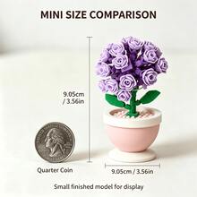 Mini Flower Pot Building Block Set - Rose, Sunflower, Succulent And Bell Flower Vase Construction Toy, ABS Micro Building Blocks Plant Theme Desktop Decoration, Valentine's Day, Mother's Day, Birthday And Christmas Gift - Multicolor - View 3