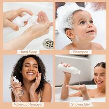 Empty Foam Soap Dispenser, Facial Cleansing Foam Bottle With Hand Cleaning Brush, White - View 9