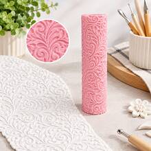 Vine Scroll Pattern Clay Roller, 3D Printed PLA Texture Roller For Pottery And Polymer Clay, Floral Relief Embossing Rolling Pin Tool For Ceramics, DIY Crafts, Pottery Making, Clay Slab Decorating, Handmade Art Projects, Reusable And Easy To Clean - Pink Vine Pattern - View 3
