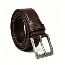 Men's Alloy Metal Buckle PU Leather Belt, Adjustable Length Pin Buckle Belt Strap, Versatile Waist Belt, Suitable For Business Commute, Dress Pants, Jeans And Daily Wear - Brown - View 3