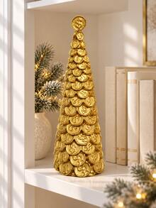 1pc Golden Coin Tree Desktop Ornament, Dollar Or Bitcoin Symbol Stacked Design, Compact Decorative Figurine For Home Office, Bookshelf, Reception Desk, Living Room And Entryway Accent - New - View 9