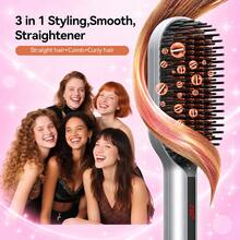 UKLISS 2026 Latest Negative Ion Straightening Brush, 30s Fast Heating LCD Display Anti-Curl Hot Comb, Travel Styling Tool For All Hair Types, Suitable For All Hair Textures, Thick, Fine, Soft Hair, One-Stroke Smooth, Great Choice For Straight Hair - Silver - View 3