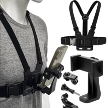 Sabuk Dudukan Dada Ponsel Kompatibel dengan iPhone 14, Holder Smartphone untuk GoPro Hero 13 12 11 10 9 dan Kamera Aksi , untuk Live Shooting - Hitam - View 2