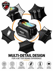 MERXC Brand Large Capacity High Quality Bicycle Front Crossbar/Seat Bag - Adjustable Installation, Suitable For Mountain Bike Handlebars, Black Cycling Gear, Safely Store Phone, Keys, Essentials, Night Riding Applicable, High Visibility Material, Bicycle Accessories - Black - View 10
