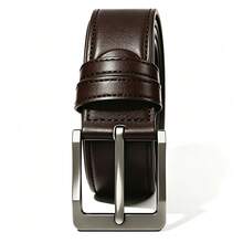 Men's Alloy Metal Buckle PU Leather Belt, Adjustable Length Pin Buckle Belt Strap, Versatile Waist Belt, Suitable For Business Commute, Dress Pants, Jeans And Daily Wear - Brown - View 5