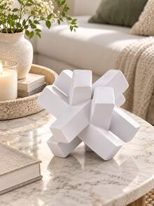 1pc White Geometric Knot Sculpture, Modern Abstract Decorative Statue, Minimalist Tabletop Decor For Living Room Coffee Table Bookshelf Entryway Office Desk Bedroom And Home - Multiple Styles - View 5