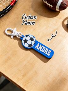 1pc Personalized Name Football Keychain, Backpack Charm Keychain, Customized Letter Football Accessory, Suitable For Football Players - Multicolor - View 9