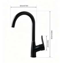 Keran Dapur Minimalis Modern Hitam & Emas/Hitam Murni dengan Satu Pegangan - Leher Lengkung Tinggi Elegan, Air Lunak Berudara, Pemasangan di Atas Meja dengan Garis Minimalis, Cocok untuk Wastafel Cuci/Bar/RV - Hitam - View 4