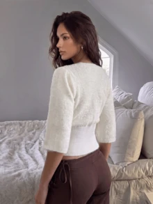 Women's Solid Color Casual Versatile Daily Outing Cardigan - Beige - View 4