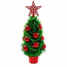 Mini Tabletop Christmas Tree 40cm PVC Holiday Tree With Star Top And Bauble Decor - Red - View 2