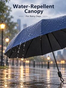 XD Back To School Essential 16 Ribs Extra Large Windproof Folding Umbrella, Business Travel Must-Have, Dual Use For Sun & Rain, Aluminum Alloy Shaft, Automatic Open & Close, Lightweight, Strong UV Protection, Foldable, Compact & Portable - Multicolor - View 5