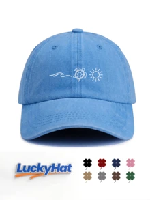 1pc Fashion Ocean Turtle Sun Pattern Printed Vintage Washed Baseball Cap, Daily Outfit Hat Summer Essential Outdoor Sports Baseball Cap, Lightweight Comfortable, Sweat-Absorbent Breathable Sun Protection Hat, Suitable For Street And Daily Life Use - Puro Suco Do Brasil - View 3