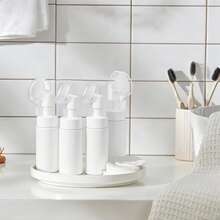 Empty Foam Soap Dispenser, Facial Cleansing Foam Bottle With Hand Cleaning Brush, White - View 11