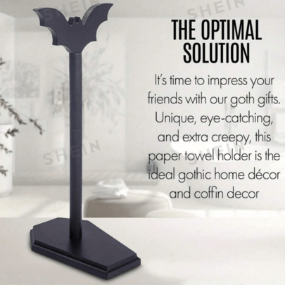 1pc Bat Shaped Paper Towel Holder, Kitchen And Bathroom Decor, Gothic Style Home Decor, Paper Towel Storage Rack Countertop Stand, Halloween Gift, Solid Wood Paper Towel Holder, Black And White Plaid Non-Slip Base