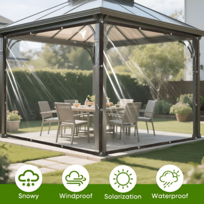 1pc Large Transparent Waterproof Awning - Waterproof Tarp, Outdoor Garden Rain Cover, Balcony Transparent Waterproof Cloth, Suitable For All Seasons, Rainproof/Sunproof, Thermal Insulation And Cold Protection, Suitable For Gardens, Balconies