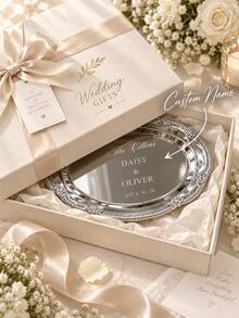 Personalized Stainless Steel Tray, Custom Engraved Serving Plate, Groom And Bride Wedding Gift, Family Name Stainless Steel Tray - Multicolor - View 11