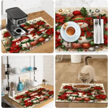 1pc Dish Drying Mat, Coffee Machine Mat, Christmas Snowman Pattern Dish Drying Mat, Christmas Theme Decorative Mat, Absorbent Table Protector Christmas Table Mat, Kitchen Dining Drainage Mat, Multi-Purpose Drying Mat, Home Gift, Desktop Decoration - XYLSD-1123 - View 11