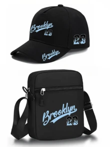 1pc/2pcs Brooklyn 23 Flame Pattern Print Unisex Street Fashion Outdoor Sports Baseball Cap And Crossbody Bag, Adjustable, Gift For Yourself Or Friends - Multicolor - View 15