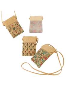 Bohemian Style Cork Women's Crossbody Bag, Vintage Print Phone Bag, Lightweight Adjustable Shoulder Strap Bag, Suitable For Travel And Daily Use - Multicolor - View 5