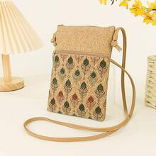 Bohemian Style Cork Women's Crossbody Bag, Vintage Print Phone Bag, Lightweight Adjustable Shoulder Strap Bag, Suitable For Travel And Daily Use - Multicolor - View 8