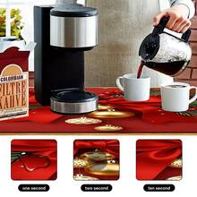 1 pieza Alfombrilla de secado de platos, alfombrilla para cafetera, alfombrilla de secado de platos con patrón de rama de pino y bayas con cinta roja navideña, protector de sobremesa absorbente de secado rápido, adecuado para cocina, comedor y otras escenas, alfombrilla de drenaje estilo navideño, alfombrilla de secado multiusos, regalo para el hogar, decoración de escritorio - XYLSD-1125 - Ver 10