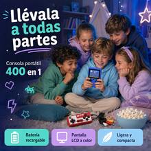 Retro 400-In-1 Portable Video Game Console With 2-Player Controller, 4-Color Mini Pocket Console With AV Connection To TV, Rechargeable Lithium Battery And USB Cable, Classic Entertainment Toy For Kids And Adults - Blue - View 6