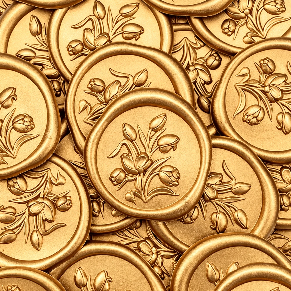 20入/包 3D鬱金香蠟封貼紙，婚禮邀請函信封封口貼，自黏式白色花朵貼紙，適用於邀請函、禮物包裝、聖誕節