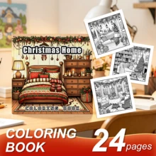 Livre de coloriage de Noël pour adultes, papier épais de 120 g/m², grandes impressions de scènes d'intérieur festives et chaleureuses, illustrations mignonnes de décoration de chambre de vacances, livre de coloriage anti-stress pour la détente, excellent cadeau de vacances pour les femmes - Noël chaleureux - Voir 3