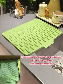 1/2pcs Non-Slip Kitchen Drainage Mat, Built-In Drainage System, 14.17x11.02 Inch Thickened Countertop Protector, Easy To Clean Surface, Suitable For Sink, Refrigerator And Dish Rack, Ideal For Modern Kitchen And Home Use - A - View 9