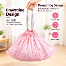 Pink Cat Litter Box Liner Bags - HDPE Thickened Material, Easy To Clean And Leak-Proof, With Drawstring, Large Size Cat Litter Box Liner Bags - Christmas Gift For Cat Families - Pink - View 5