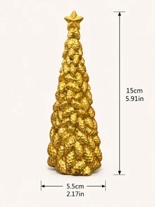 Gold Christmas Tree Tabletop Decor, Elegant Holiday Centerpiece, Star-Topped Festive Home Decoration, Suitable For Living Room, Mantel, Bookshelf, Dining Table, Winter Party, Christmas Wedding And Seasonal Holiday Display - Multicolor - View 9