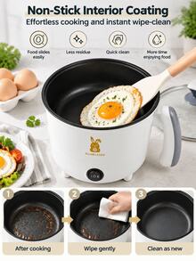 Nồi cơm điện đa năng SOKANY mini cho sinh viên, nồi điện ký túc xá đa năng 2 mức nhiệt, phù hợp chiên/luộc/hầm/nấu, dùng cho 1~3 người - Lớp đơn màu trắng - Xem 6