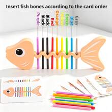 Kids Fishbone Color Matching Training Tabletop Game, Toddler Early Learning Educational Toy, Logic & Hand-Eye Coordination Puzzle Game, Parent Interactive Board Game, Ideal Birthday Holiday Christmas Gift For Children - Multicolor - View 7
