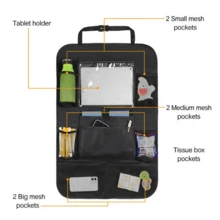 Black Large Pocket Anti-Kick Car Seat Storage Bag Oxford Cloth Organizer For Tablet, 1pc - Multicolor - View 7