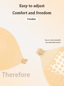 1pc Round Cup Adhesive Bra, Invisible Self-Adhesive Pads With Front Clasp Design, Suitable For Women's Strapless Dresses, Available In Black And Khaki Colors, Easy To Use. - Multi-color - View 2