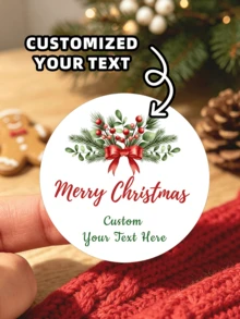 1/60/120/180/240pcs Round Customized Pattern Stickers, Customizable Pattern Text Waterproof PVC Round Stickers, Can Design Santa Claus, Snowflake And Other Christmas Element Patterns, Suitable For Christmas Gift Box Decoration, Storage Labeling, Handmade Decoration, Sealed Jar Marking, Perfect For Giving To Her, Him, Friends, Family, Couples, Christmas Lovers, Applicable For Christmas Party, Costume Party, Christmas Eve Theme Gathering - Multicolor - View 3